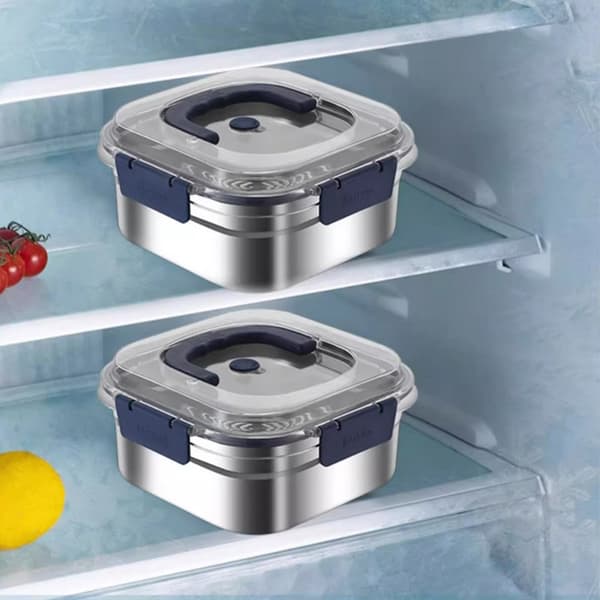Rostfri Sallad Fruktbehållare Förseglad Anti-dropp Stor L 2500ML