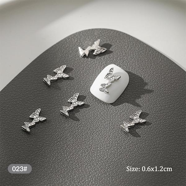 10 stk DIY Nail Art Decoration 3D Silver Butterfly Shiny Rhinest H 10Pcs