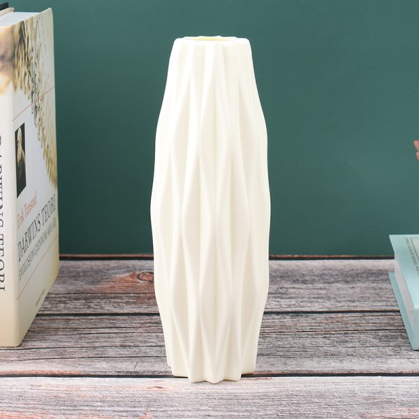 Blomstervase Dekoration Hjem Plast Vase Hvid Imitation Cerami White 7*21cm