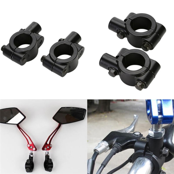 2st Motorcykel bakre handstyr Spegelfäste Hållare Adapter Black 2Pcs
