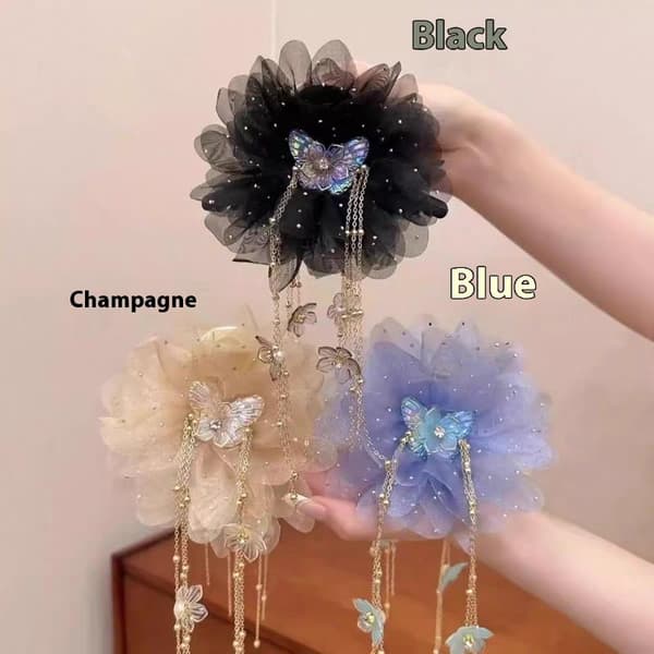 Mode Blomst Kvast Hårklemme Til Kvinder Temperament Hår Tilbehør Champagne