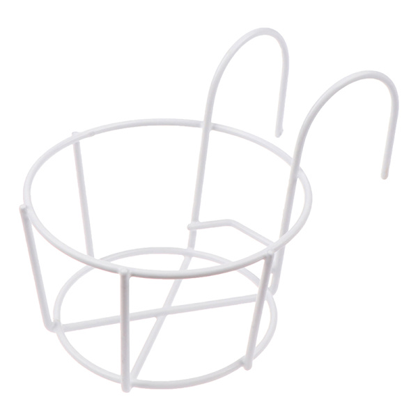 Trädgårdshängande järnställ Balkong Rund blomkrukaställ Railin White onesize