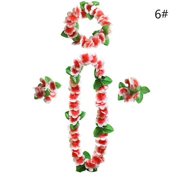 4 stk/sæt Hawaiian Flower Leis Garland halskæde DIY dekoration F 6 One Size