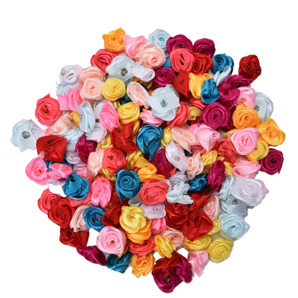 100 stk Rose Ribbon DIY Applique Accessiory Wedding Stoff Flow Random color 100Pcs