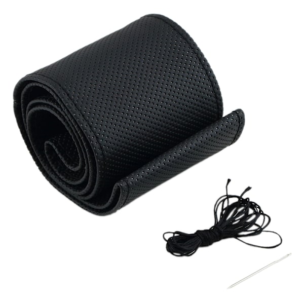 Ny bil lastbil läder rattöverdrag med s och tråd Bl Black One Size