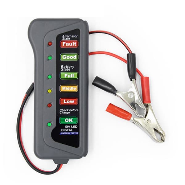 5 stk 12V bilbatteritester Digital dynamo 6 LED-lys Dis Black 5Pcs