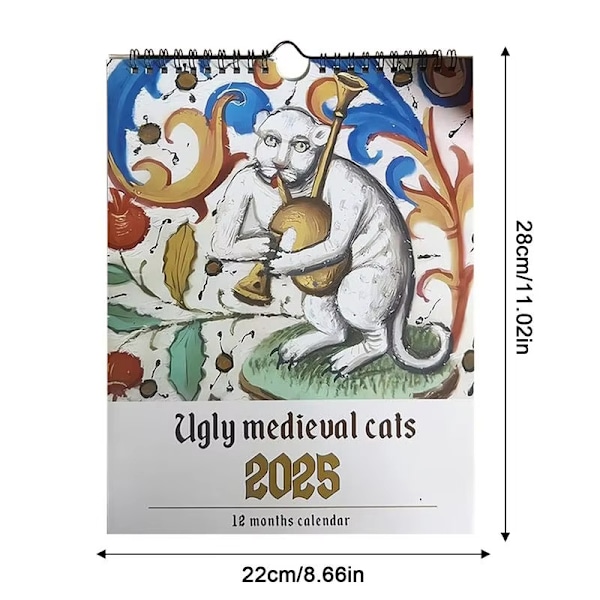 2025 Merkelig Middelalderkatt Kalender - QuirkyArt Feirer Katter cat