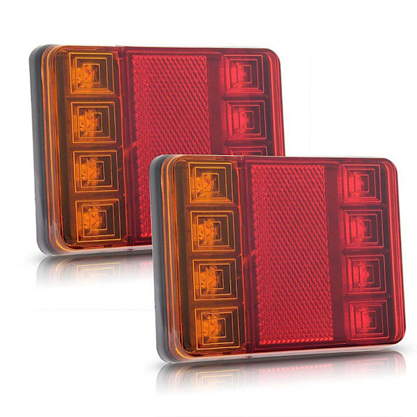 2st Vattentät 8 LED Trailer Light Bakre Baklampa 12V DC Bil T Red 2pcs