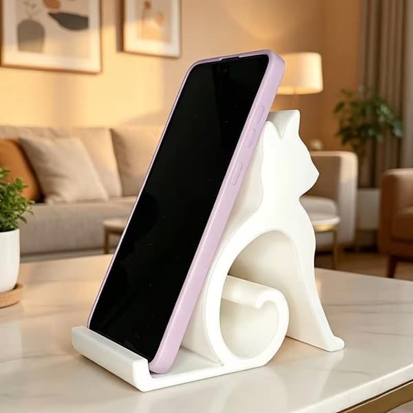 1 st 3D-printat mobilställ med katt- och hunddesign för alla telefoner A2