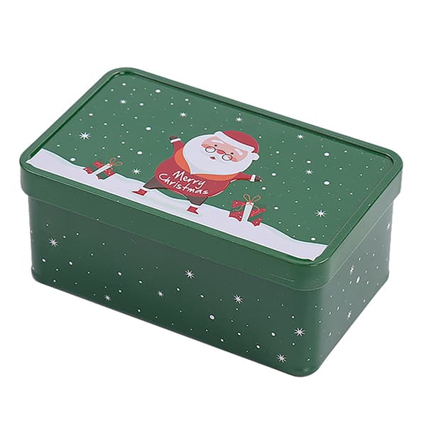 Christmas Square Blikboks Candy Box Gaveoppbevaringsboks Biscui Green onesize