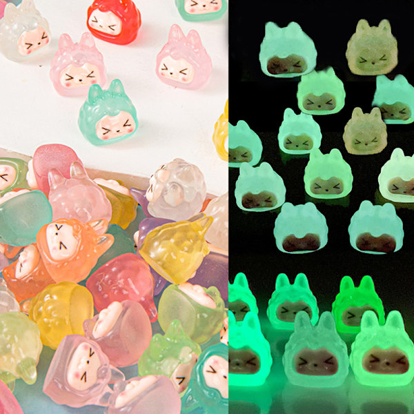 10 stk. Mini Lysende Havedekoration Harpiksfigurer Miniatur H