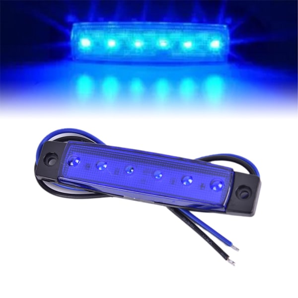 2PC 12V 6LEDS Lastbils sidomarkeringsindikator Låg led släpvagnsljus Blue 2Pcs