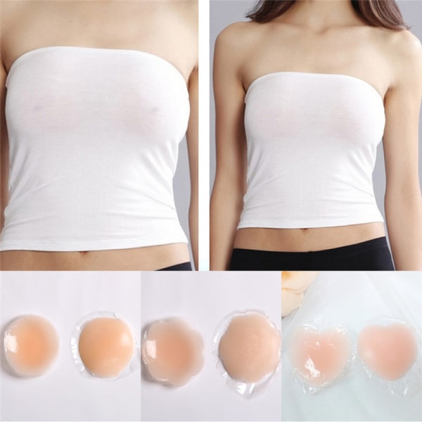 1 par selvklæbende silikone bryst BH Kronblad Hjerte Nipple Cov Nude 1-Round:6*6CM