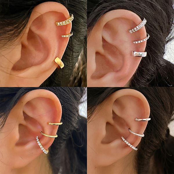 3PCS Mode Utsökta Zircon Öronklämmor Öronmudd Ingen Piercing Cr A6