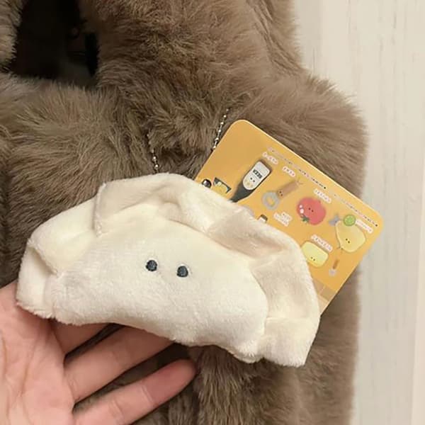 e Dumpling nyckelringar för väska hänge Creative Izakaya Plush Ke White