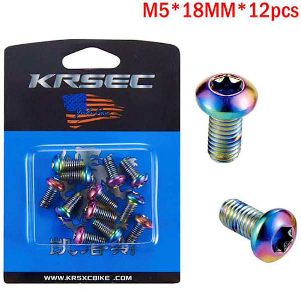 12 stk M5x10mm Skivebrems Rotor Bolter Sykkel Bremser Skive Rotor Scr Multicolor 12Pcs