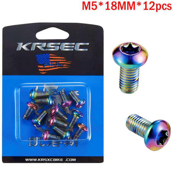 12st M5x10mm Skivbroms Rotor Bultar Cykel Bromsar Skivrotor Scr Multicolor 12Pcs