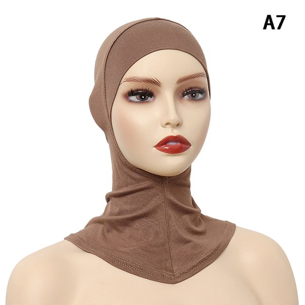 Ensfarget underskjerf Hijab Cap Justerbar Stretchy Turban Ful A7 ONESIZE