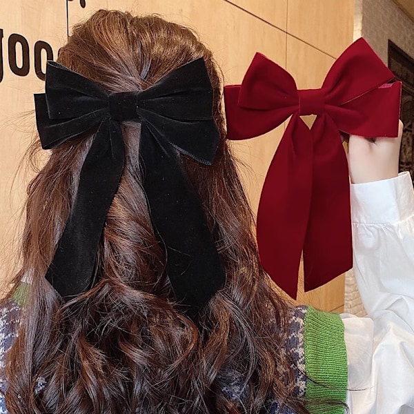 Elegantti Sametti Jousi Hiuspinni Nauha Jousi Poninhäntä Barrette H A2