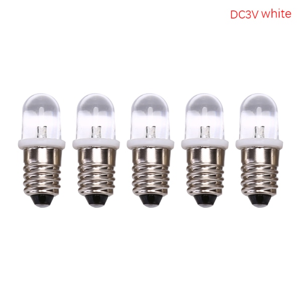 5kpl E10 Led Polttimo DC 3V 4.5V Instrumenttipolttimo Polttimo Flat white DC3V