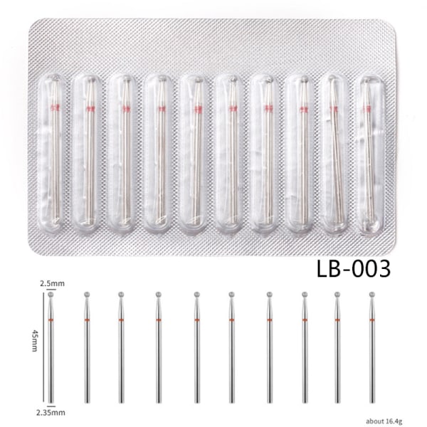10 kpl timanttijyrsintäterät manikyyri-kovametallikynsien poranterille LB-003 one size