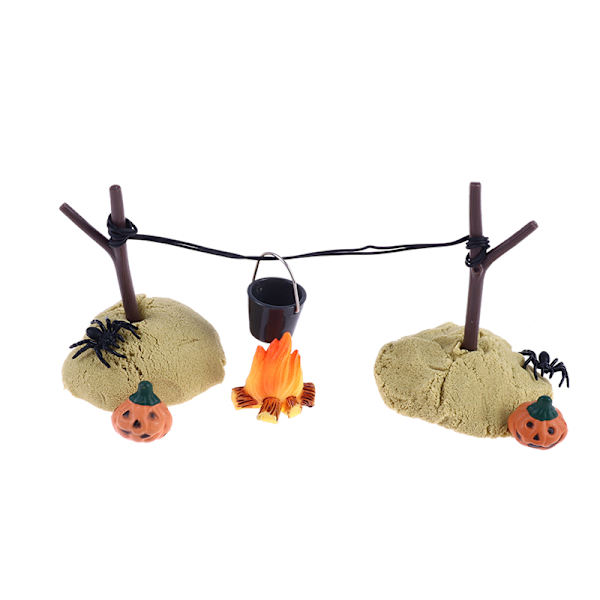1Set 1:12 Dockhus Halloween Skräck Dekor Leksak Fladdermus Skalle Kvast one size