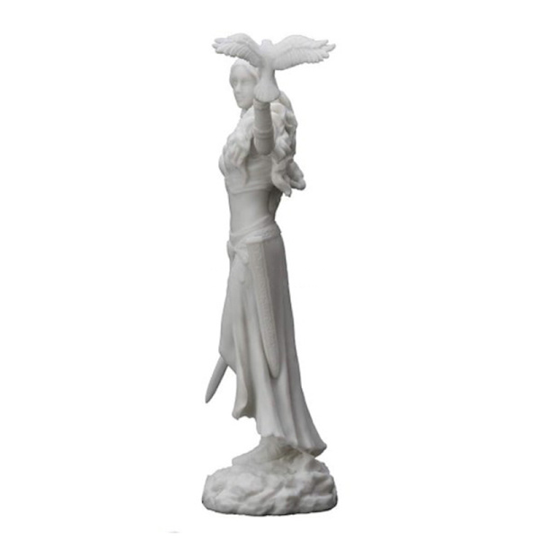 Resin Statyer Morrigan The Celtic Goddess of Battle With Crow & Brown A
