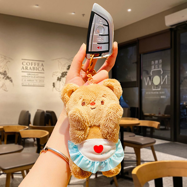 e Butter Bear Plyschdocka Leksak Söt Nyckelring Väska Hänge Brown ONE SIZE