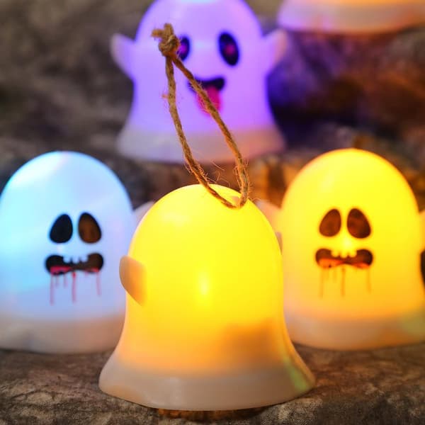 Halloween Dekorationer LED Lys Plastik Spøgelse Kranie Lampe Warm light D
