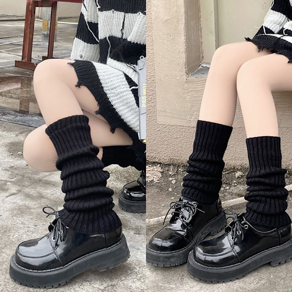 Lolita Legwarmere for Kvinner Lange Sokker Ullstrikket Fotdeksel Arm Gray