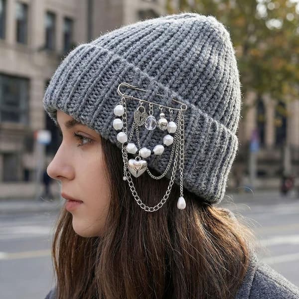 Pärlhjärta Kedjebrosch Trendig Multi Element Retro Nål Accessoar 2