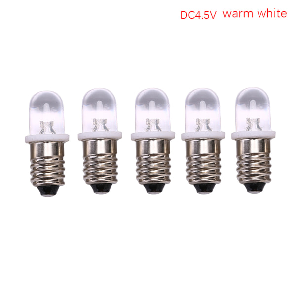 5 stk E10 LED pære DC 3V 4,5V Instrument Pære Indikator Pære Fla warm white DC4.5V