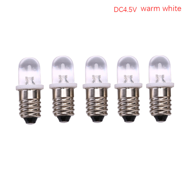 5 stk E10 LED-pære DC 3V 4,5V Instrumentpæreindikatorlampe Fla warm white DC4.5V