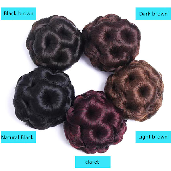 Syntetiskt Hårsnodd Bud Hårclips För Kvinnor Hästsvans Klämma Dark brown
