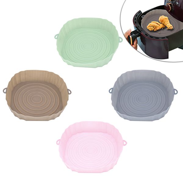 Silikon Air Fryer Liner Pad Firkantet Gjenbrukbar Air Fryer grytebrett Gray 17cm