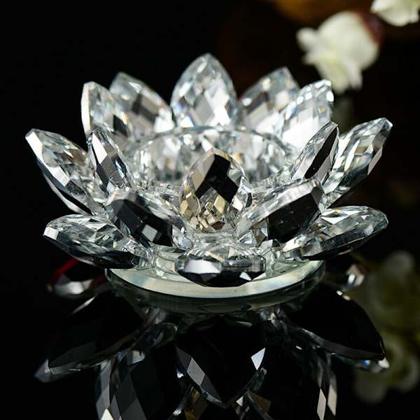 60 mm kvartskristall Lotus Flower Hantverk Glas Fengshui prydnad White one size