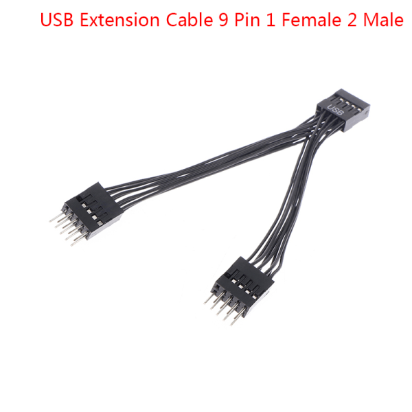 1Pc Computer Bundkort USB forlængerkabel 9 Pin 1 Hun til Black one size