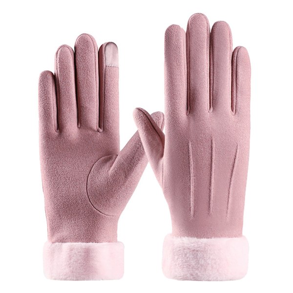 Varm Mocka Handske med Sammet Foder för Höst och Vinter Pink