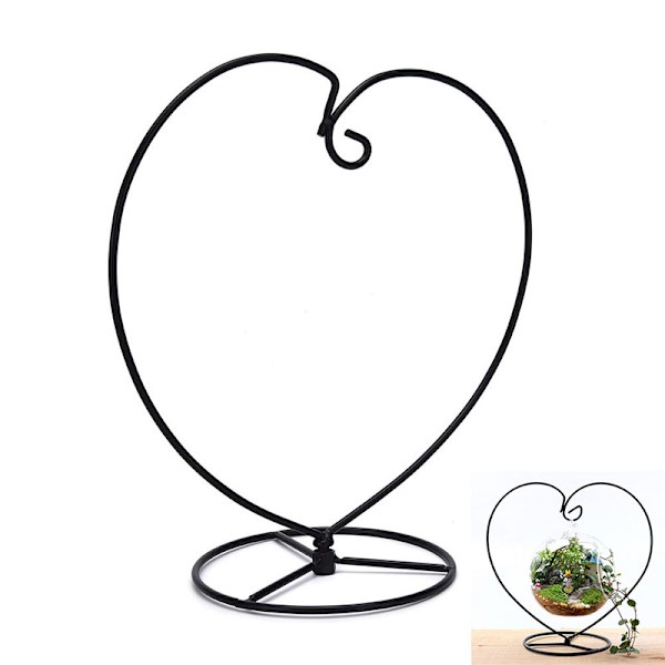Svart hjärtformad järnhängande glasvas Terrariumställ Hol Black one size