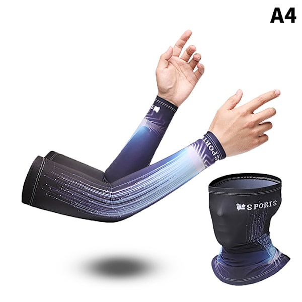 Sommar kylarm ärmar cover huvud ansikte hals tub halsduk Set A4 A pair
