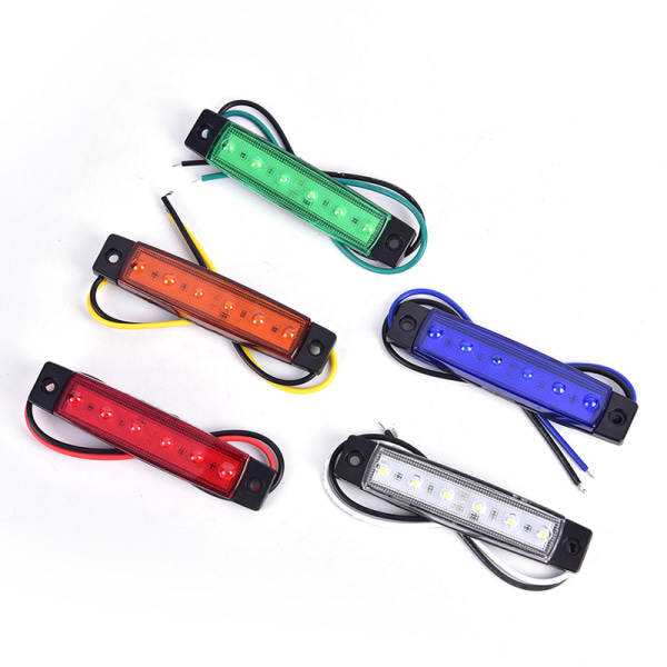 1 STK 12V 6LEDS Lastebil Side Marker Indikator Lav Led Trailer Light Yellow 1Pcs