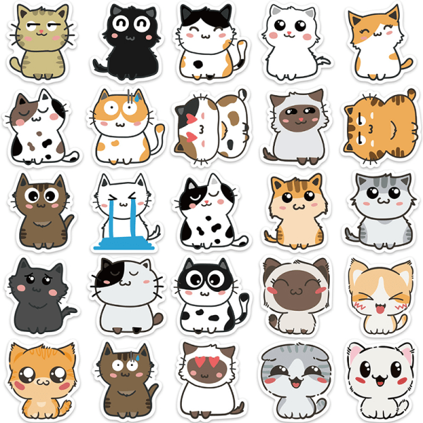50 kpl Mixed e Cat Animal Graffiti Tarra auton kitara Matkalaukku L Multicolor one size