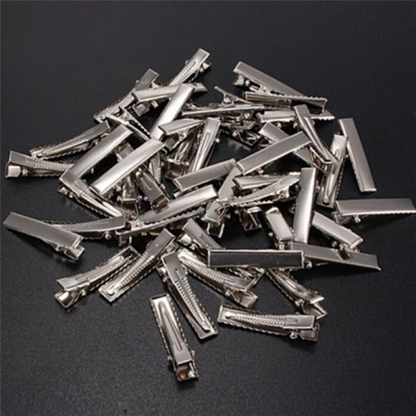 50 kpl Fashion Silver Flat Metal Hius Clips Prong Flat Hius Clip Silver 4cm