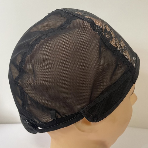 Spets Peruk Cap U Del Cap 56cm Med justerbara remmar Stretch Bla one size