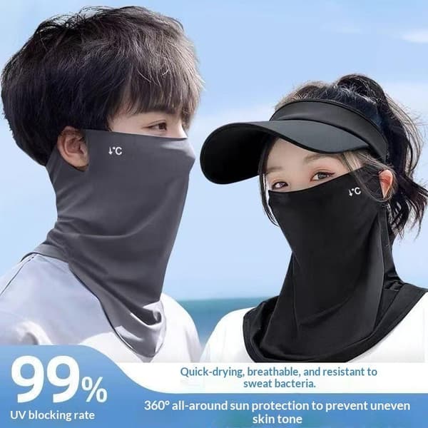 Sommer Is Silke Maske Hals UV Beskyttelse Ansigtsdækken Ansigtskapper Light gray
