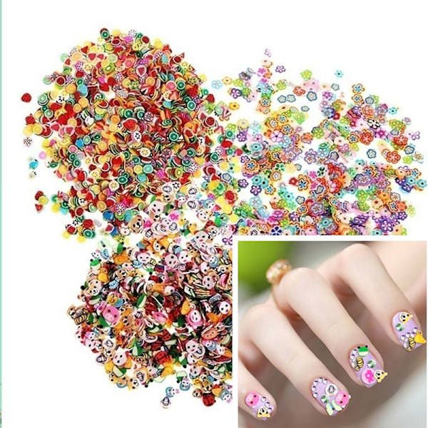 1000 kpl 3D-hedelmäeläimet, slice savi, tee-se nail art Tarra D