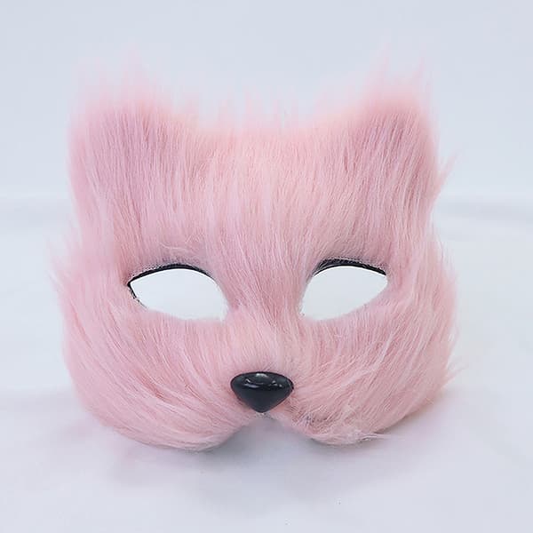 1 st Räv Mask Pälsig Halv Ansikte Simulerad Djur Katt Mask Halloween White