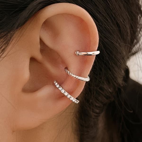 3PCS Mode Utsökta Zircon Öronklämmor Öronmudd Ingen Piercing Cr A3