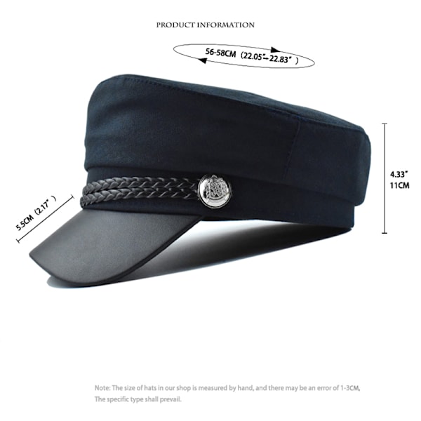 Vinter Svart Militära Basker Kepsar Hatt För Kvinnor Kvinnlig Platt Arm Black one size