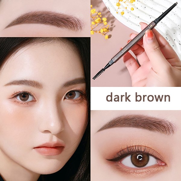 Double Head Eyebrow Pencil Waterproof Sweatproof Cosmetics Beau Dark brown oneszie